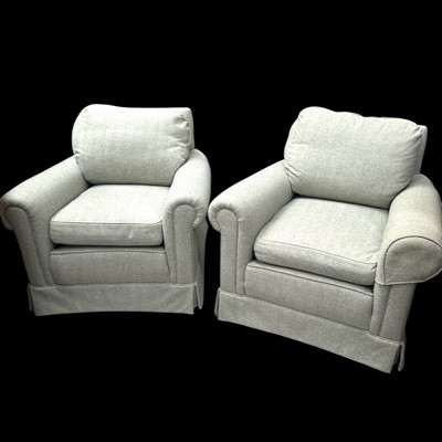 Lot 32 - Two armchairs upholstered in wool, 90cm deep.