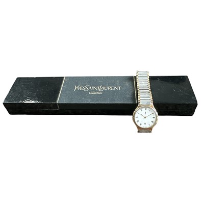 Lot 100 - A retro 90s Yves Saint Laurent stainless steel...