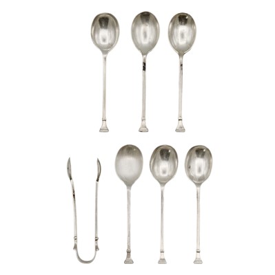 Lot 194 - A George V silver set of six nail-head teaspoons by Cooper Brothers & Sons Ltd.