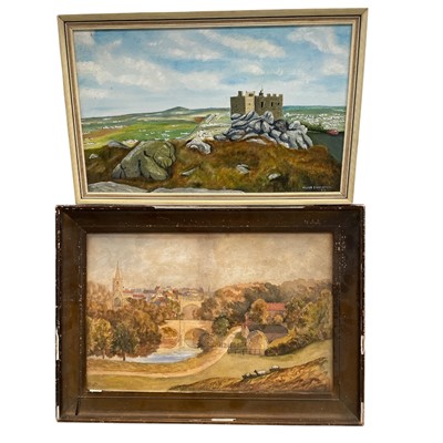 Lot 118 - A Watercolour on board of a town scene signed...