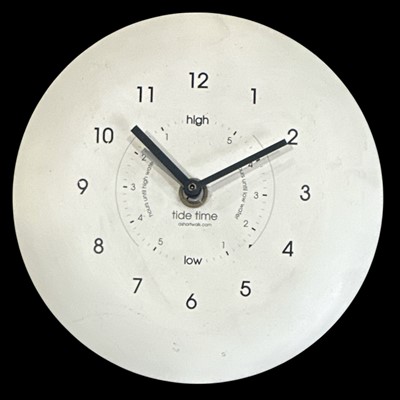 Lot 120 - A wall-mounted clock and tide timings by...