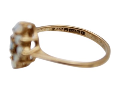 Lot 2 - A 9k opal set cluster ring.