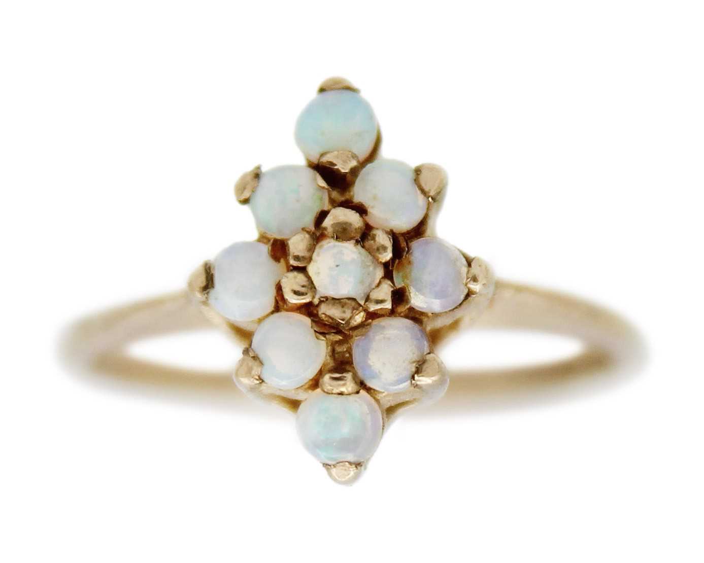Lot 2 - A 9k opal set cluster ring.