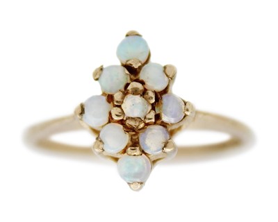 Lot 2 - A 9k opal set cluster ring.