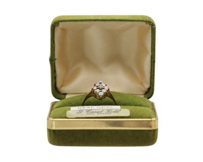 Lot 2 - A 9k opal set cluster ring.