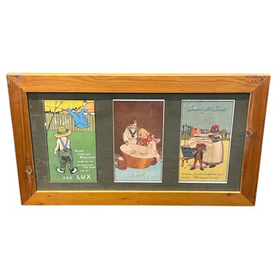 Lot 141 - Three Advertisement prints in a pine frame. 35...