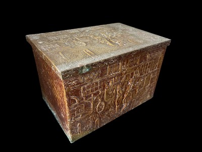 Lot 179 - An early 20th century hammered brass relief...