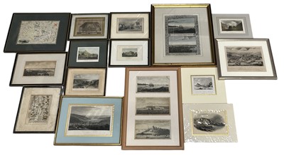 Lot 79 - A collection of framed bookplates and views of...