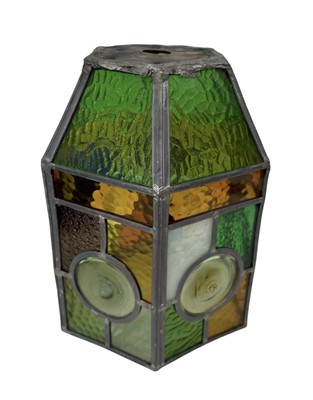 Lot 11 - A leaded stained glass lantern shade, height...