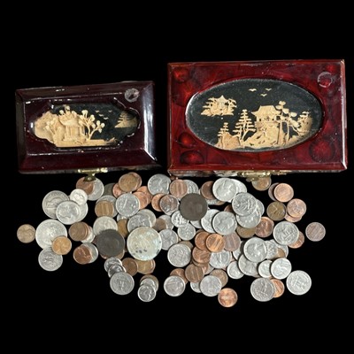 Lot 61 - Two Chinese lacquered jewellery boxes with two...