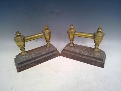 Lot 22 - A Pair of Brass and Cast Iron Fire Dogs. The...
