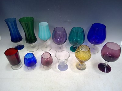 Lot 95 - A Selection of Coloured Brandy and Other Glasses.