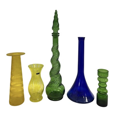 Lot 96 - A mid-century yellow 'Spiral' vase with one...