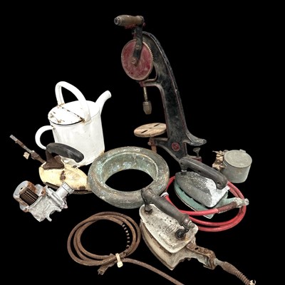 Lot 109 - A Mixed lot of three gas irons, A bronze/brass...