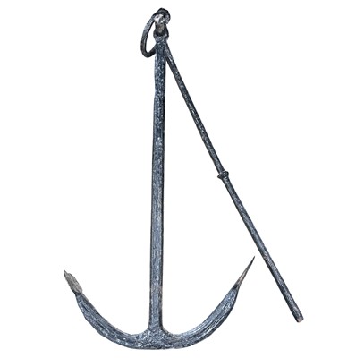 Lot 113 - A two-pronged fisherman's anchor, 62cm long.