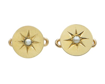 Lot 52 - A pair of 19th-century Swiss 18k gold seed pearl cufflinks.