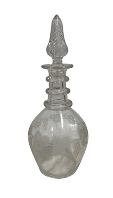 Lot 134 - A 19th century glass decanter with etched...