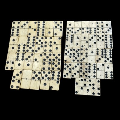 Lot 43 - Two, part sets of antique bone and ebony...