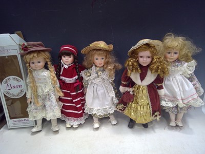Lot 206 - Five Porcelain Dolls. The Dolls are 43cm tall.