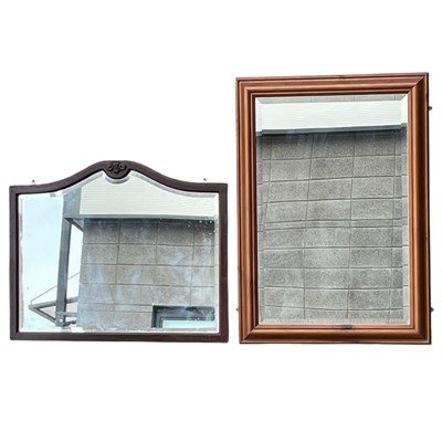 Lot 217 - A pine-framed bevelled edged Mirror 64 x 89cm...