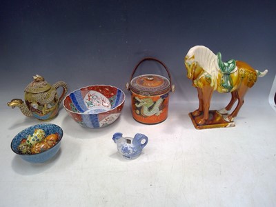 Lot 219 - A Tang Style Horse, a Japanese Teapot, a...
