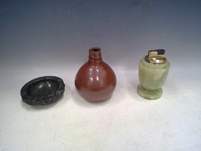 Lot 236 - A Serpentine Ashtray, an Onyx Table Lighter...