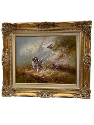 Lot 237 - J Kingman, oil on canvas of a Hunting Scene in...