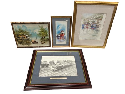 Lot 100 - Two framed and glazed watercolours depicting...
