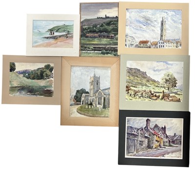 Lot 121 - Seven watercolour paintings, some are signed...