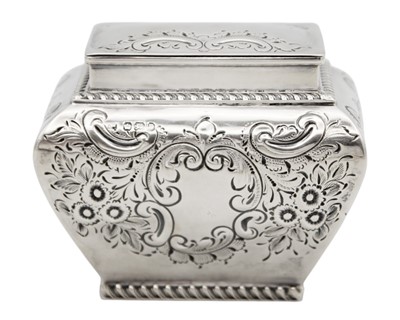 Lot 225 - A Victorian silver foliate embossed tea caddy by Henry Wigfull.