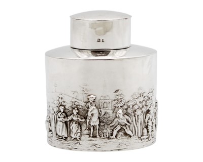 Lot 189 - An Edwardian silver oval section tea caddy by Charles Horner.