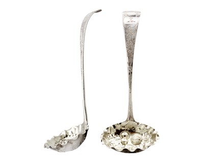 Lot 224 - A pair of George III silver sifting ladles by George Wintle.