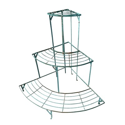Lot 31 - A Vintage Three-Tier Metal Curved Corner Plant...