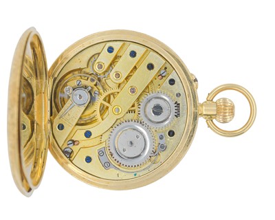 Lot 1079 - A good Swiss 18k and pale pink guilloche enamel half-hunter fob pocket watch.