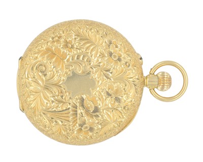 Lot 1079 - A good Swiss 18k and pale pink guilloche enamel half-hunter fob pocket watch.