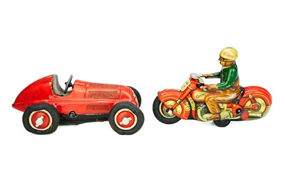 Lot 277 - A Schuco' Curvo 1000' tinplate clockwork motorcycle.