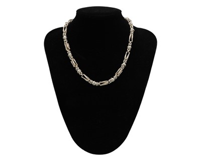 Lot 9 - A 925 silver fancy link 18" neck chain.