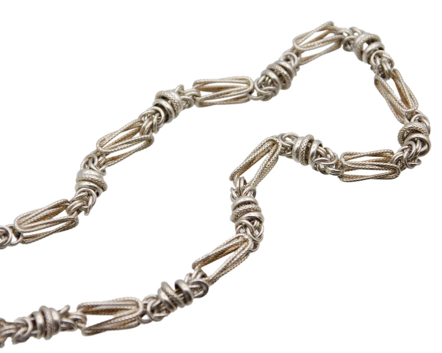 Lot 9 - A 925 silver fancy link 18" neck chain.