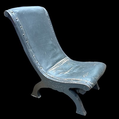 Lot 136 - An antique painted oak slipper chair with...