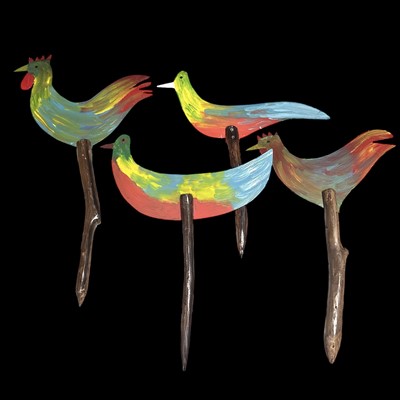 Lot 138 - Four rustic French garden ornaments in painted...