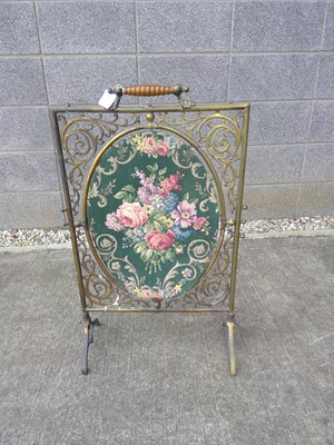 Lot 46 - A Vintage, Brass Firescreen. The Screen...