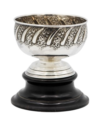 Lot 132 - A Victorian silver embossed small pedestal bowl by Joseph Rodgers & Sons.