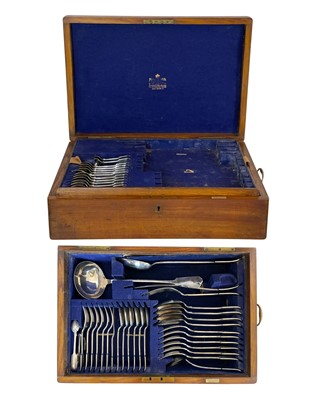 Lot 150 - A Mappin & Webb oak cased part canteen of silver-plated cutlery.