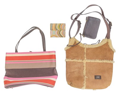 Lot 366 - An Ugg suede and sheepskin tote bag.