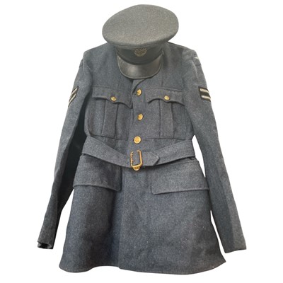 Lot 160 - RAF Uniform Jacket and Cap. Size 7 jacket, cap...