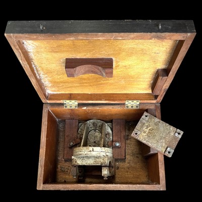 Lot 163 - A heavy wooden box containing a military mount...