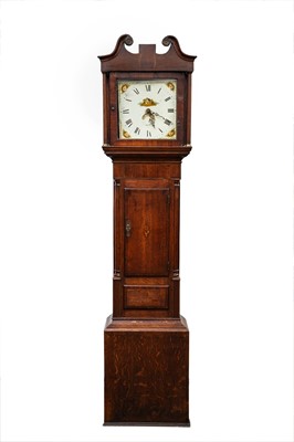 Lot 807 - A 19th century oak and mahogany 30 hour longcase clock.