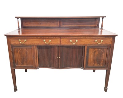 Lot 940 - A Maple & Co mahogany, kingwood banded and inlaid sideboard.