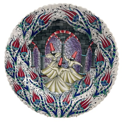 Lot 175 - A Turkish Pottery Charger. 40cm across.