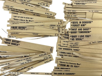Lot 177 - Vintage jukebox title strips, 100+, artists of...